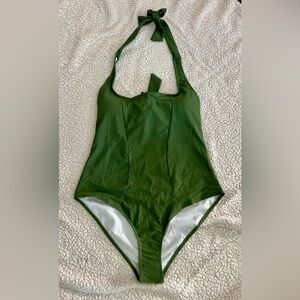 Green Halter One-Piece Swimsuit